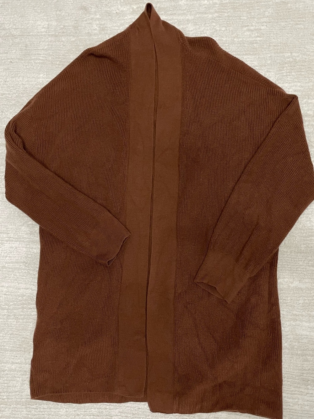 Lululemon Merino Wool-Blend Ribbed Long Wrap Sweater Roasted Brown size 12